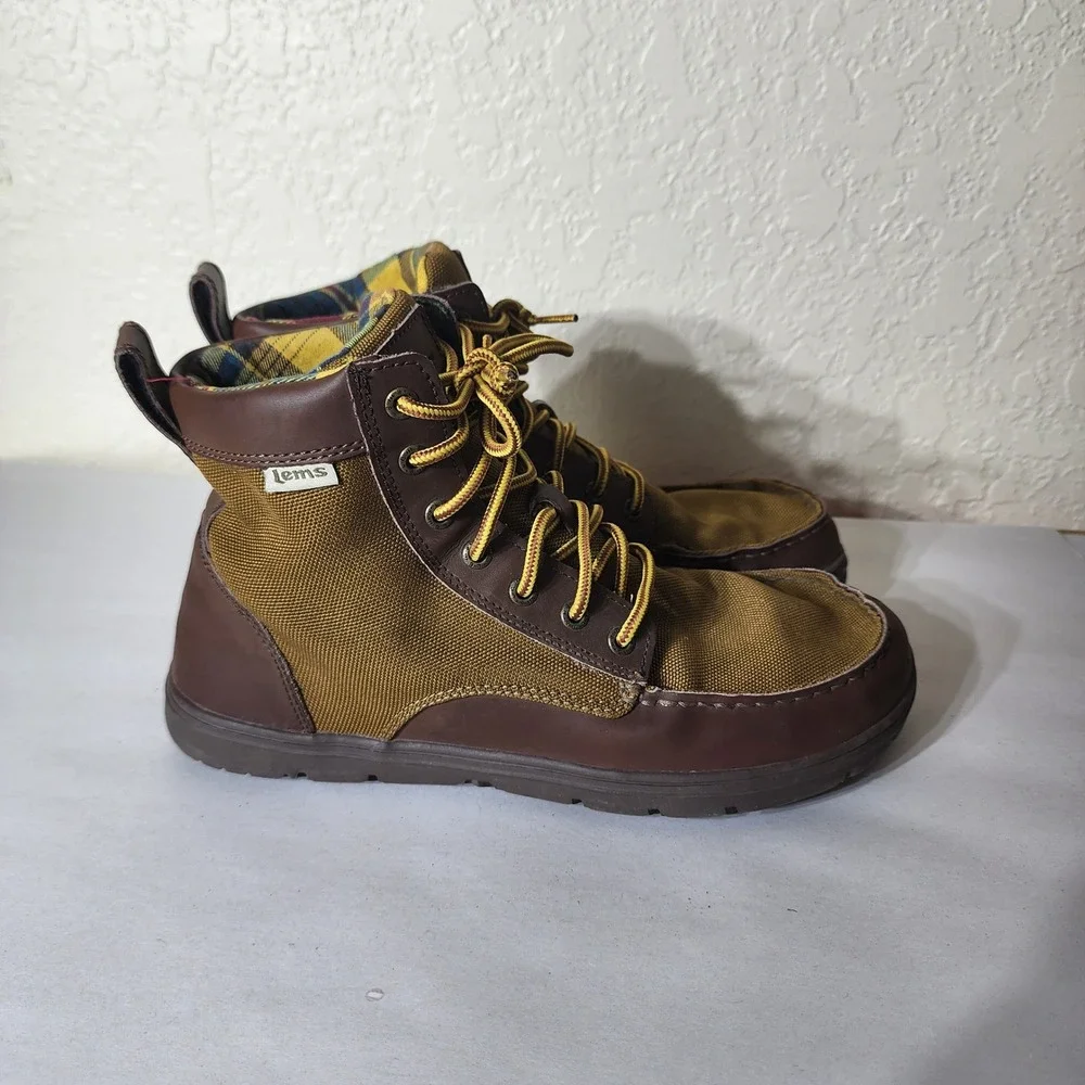 Lems Boulder Boot Buckeye Brown Nylon Leather Minimalist Barefoot Mens 43 US 10